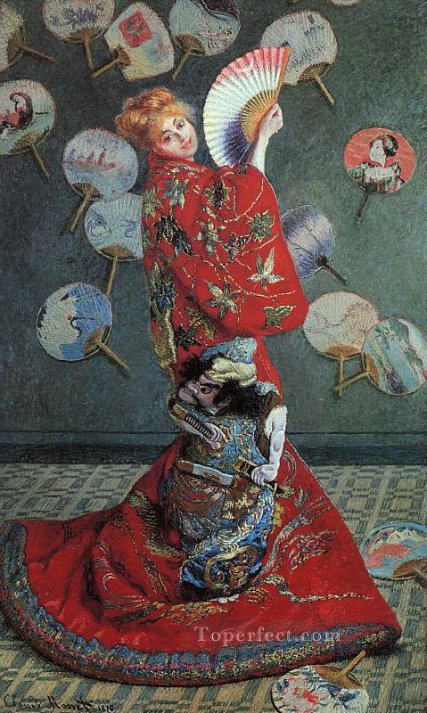 La Japonaise Camille Monet en traje japonés Pintura al óleo